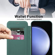For Samsung Galaxy S23 FE 5G Shield MagSafe RFID Anti-theft Rhombus Leather Phone Case(Green)