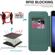 For Samsung Galaxy S23 FE 5G Shield MagSafe RFID Anti-theft Rhombus Leather Phone Case(Green)