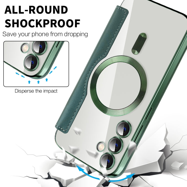 For Samsung Galaxy S23 FE 5G Shield MagSafe RFID Anti-theft Rhombus Leather Phone Case(Green)
