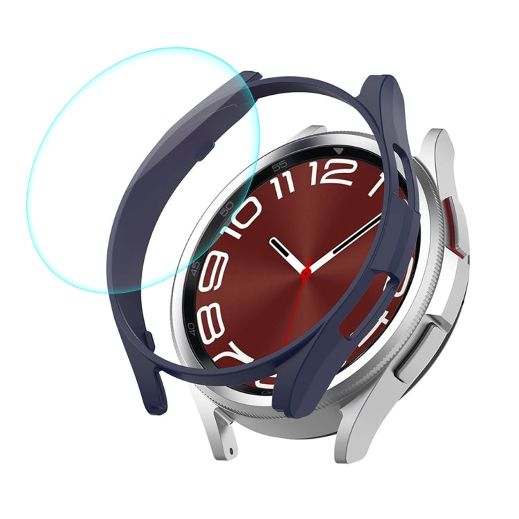 For Samsung Galaxy Watch6 Classic 43mm ENKAY Hat-Prince Electroplated Hard PC Case + 0.2mm 9H Glass Screen Protector(Dark Blue)