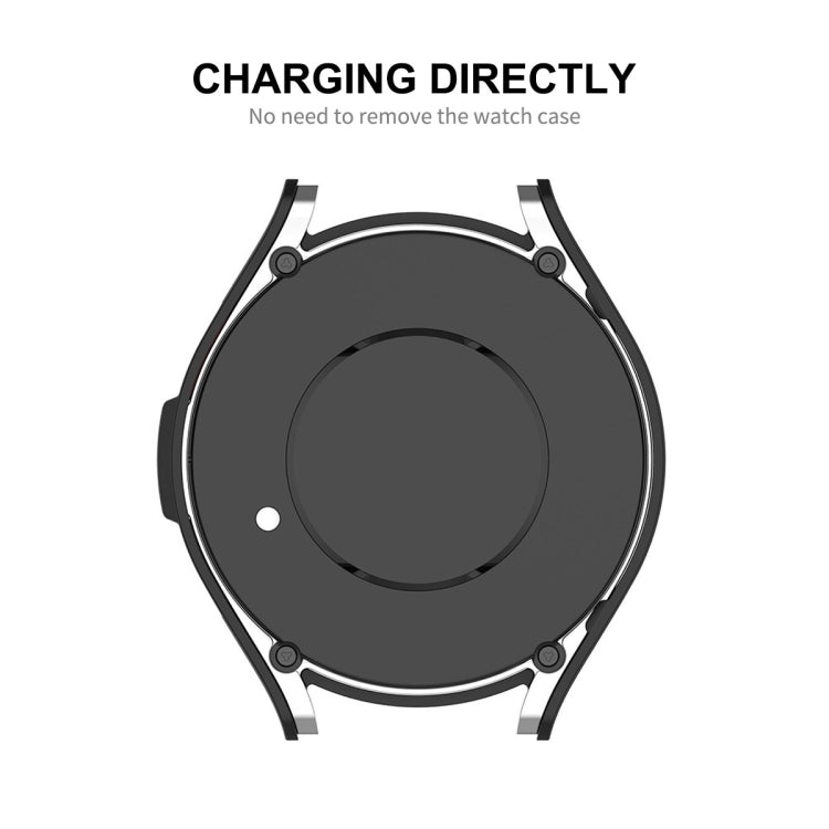 For Samsung Galaxy Watch6 44mm ENKAY Hat-Prince Electroplated Hard PC Case + 0.2mm 9H Glass Screen Protector(Black)