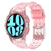 For Samsung Galaxy Watch6 44mm TPU Integrated Silicone Watch Band(Transparent Pink)