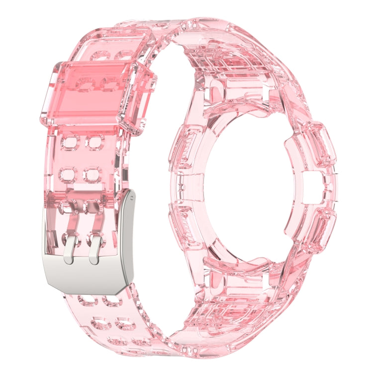 For Samsung Galaxy Watch6 44mm TPU Integrated Silicone Watch Band(Transparent Pink)