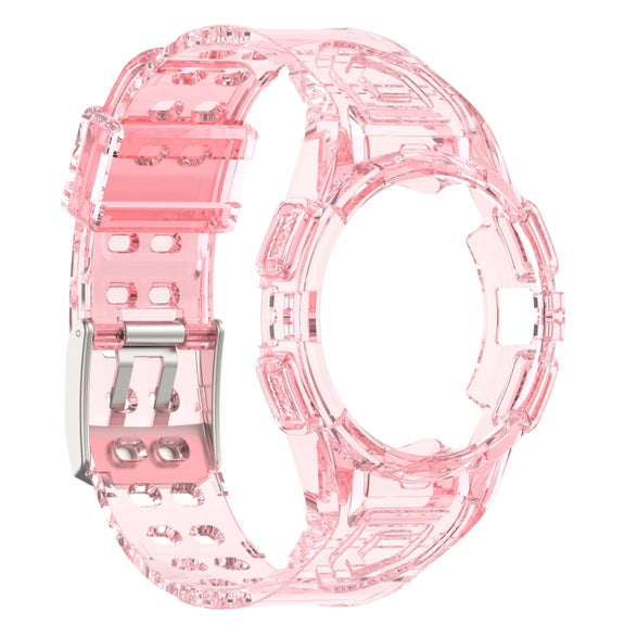For Samsung Galaxy Watch6 44mm TPU Integrated Silicone Watch Band(Transparent Pink)
