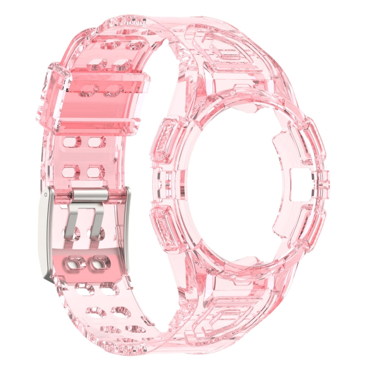 For Samsung Galaxy Watch6 44mm TPU Integrated Silicone Watch Band(Transparent Pink)