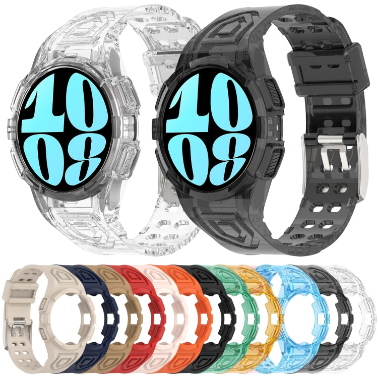 For Samsung Galaxy Watch6 44mm TPU Integrated Silicone Watch Band(Transparent Pink)