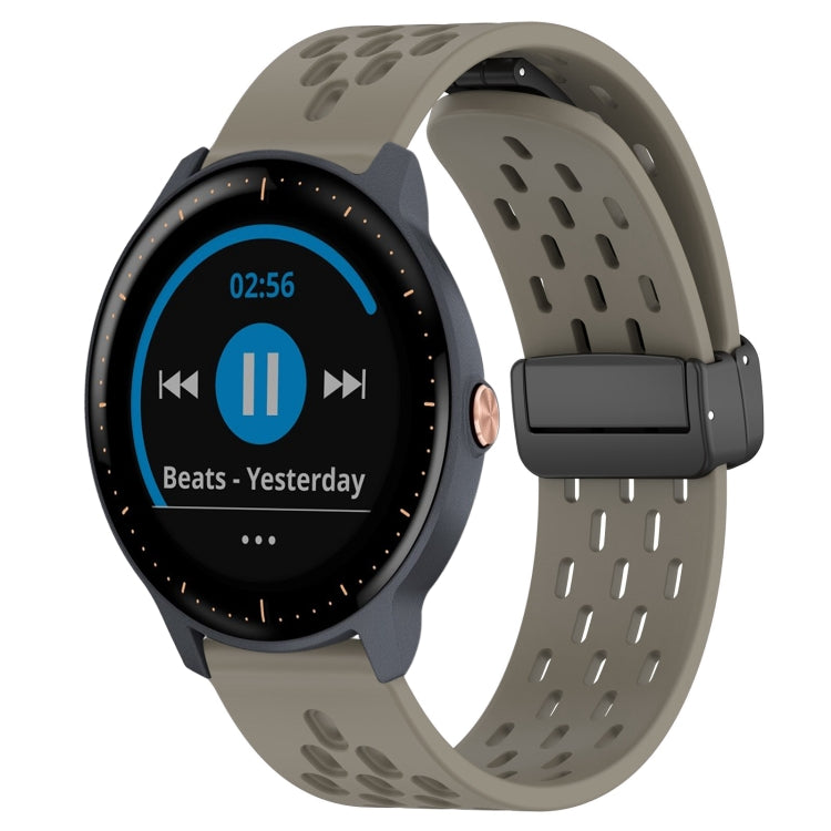 Compatible with Garmin Vivoactive3 Music 20mm Folding Magnetic Clasp Silicone Watch Band(Space Ash)