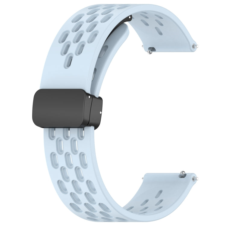 Compatible with Garmin Compatible witherunner 645 20mm Folding Magnetic Clasp Silicone Watch Band(Light Blue)