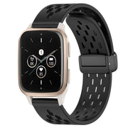Compatible with Garmin Compatible witherunner Sq2 Music 20mm Folding Magnetic Clasp Silicone Watch Band(Black)