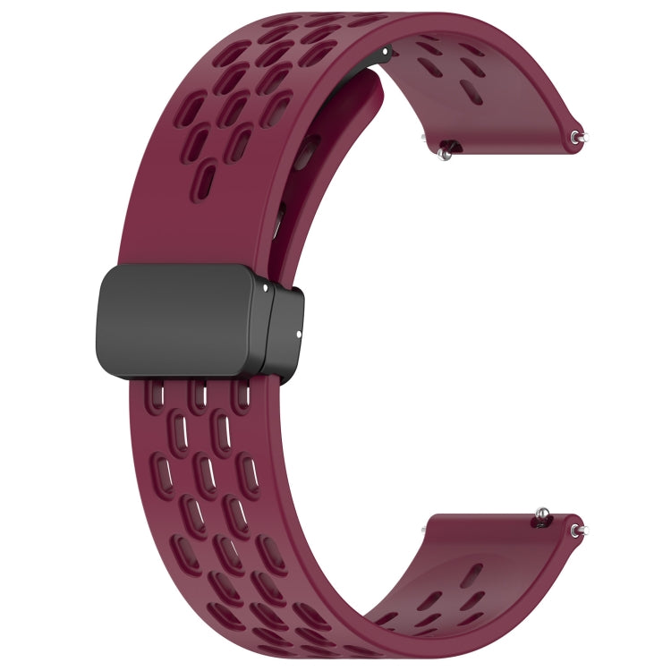 For Amazfit Pop Pro 20mm Folding Magnetic Clasp Silicone Watch Band(Burgundy)