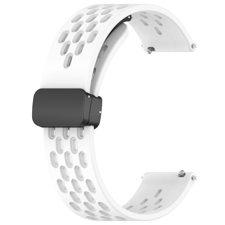 For Amazfit Pop 20mm Folding Magnetic Clasp Silicone Watch Band(White)