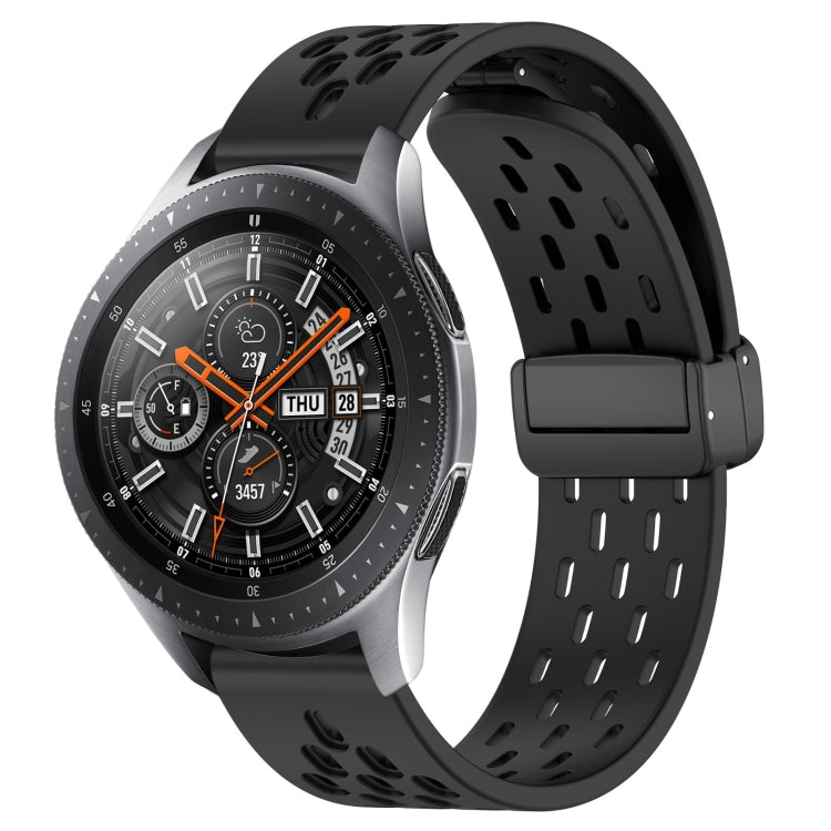 For Samsung Galaxy Watch 46mm 22mm Folding Magnetic Clasp Silicone Watch Band(Black)