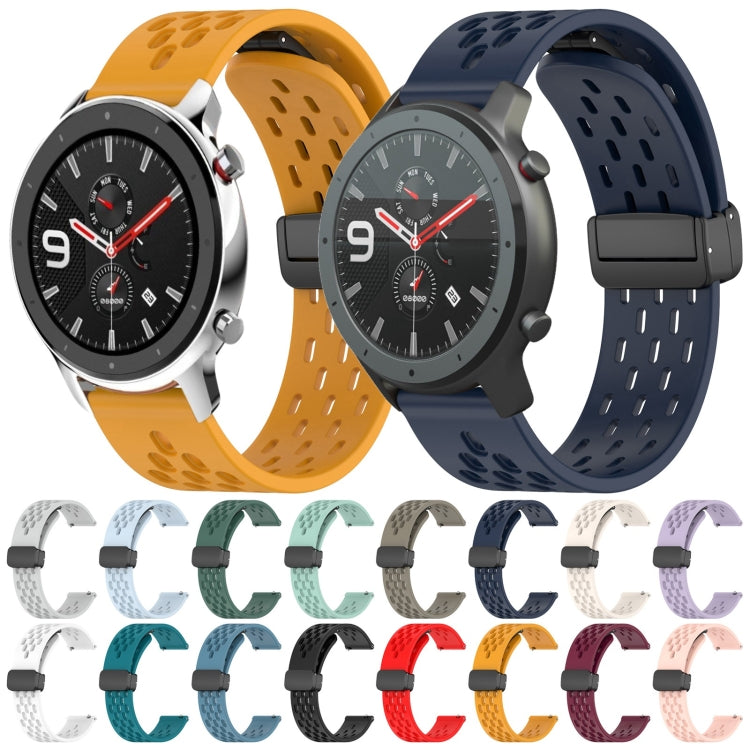 For Amazfit GTR 4 Pro 22mm Folding Magnetic Clasp Silicone Watch Band(Blue)