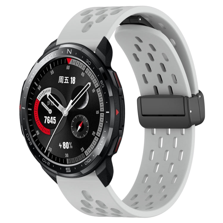 For Honor Watch GS Pro 22mm Folding Magnetic Clasp Silicone Watch Band(Light Grey)