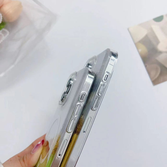 For iPhone 15 Gilding MagSafe Hybrid Clear TPU Phone Case(Yellow)