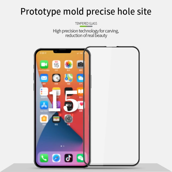 For iPhone 15 Pro PINWUYO 9H 3D Curved Full Screen Explosion-proof Tempered Glass Film(Black)