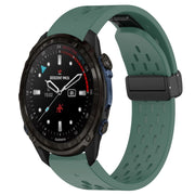 Compatible with Garmin Descent Mk3i 43mm 20mm Folding Buckle Hole Silicone Watch Band(Dark Green)
