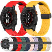 Compatible with Garmin Descent Mk3i 43mm 20mm Folding Buckle Hole Silicone Watch Band(Dark Green)