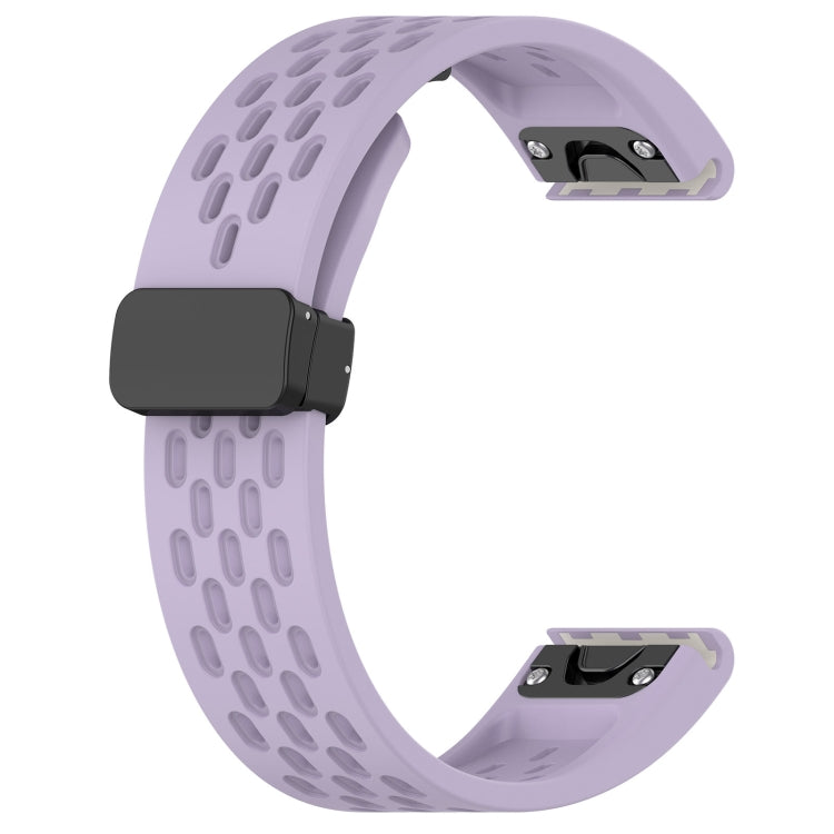 Compatible with Garmin Quatix 7 Pro 22mm Folding Buckle Hole Silicone Watch Band(Purple)