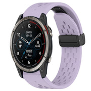 Compatible with Garmin Quatix 7 Pro 22mm Folding Buckle Hole Silicone Watch Band(Purple)