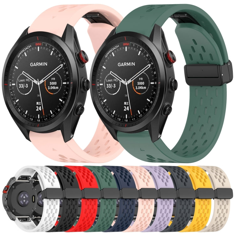 Compatible with Garmin Descent G1 Solar 22mm Folding Buckle Hole Silicone Watch Band(Red)