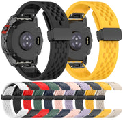 Compatible with Garmin Descent G1 Solar 22mm Folding Buckle Hole Silicone Watch Band(Red)