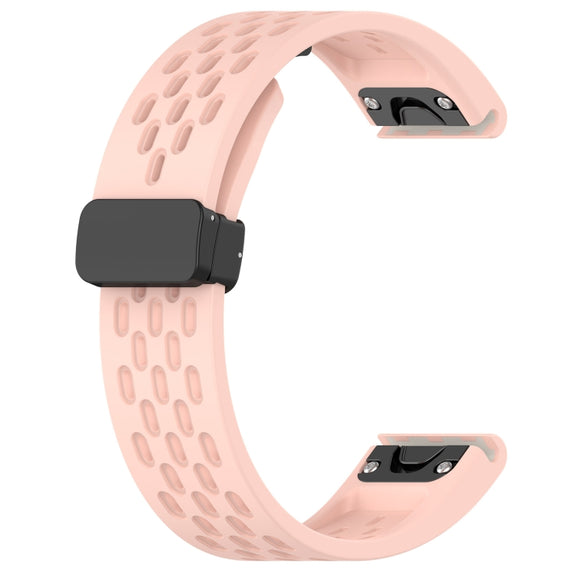 Compatible with Garmin Tactix 7 26mm Folding Buckle Hole Silicone Watch Band(Pink)