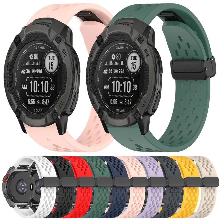 Compatible with Garmin Tactix 7 26mm Folding Buckle Hole Silicone Watch Band(Pink)
