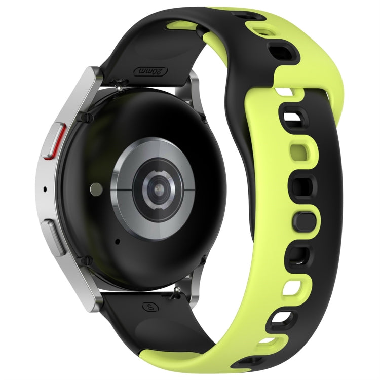 For Samsung Galaxy Watch Active 20mm Double Color Silicone Watch Band(Black+Green)
