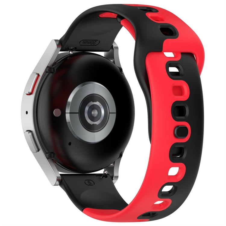For Samsung Galaxy Watch3 41mm 20mm Double Color Silicone Watch Band(Black+Red)