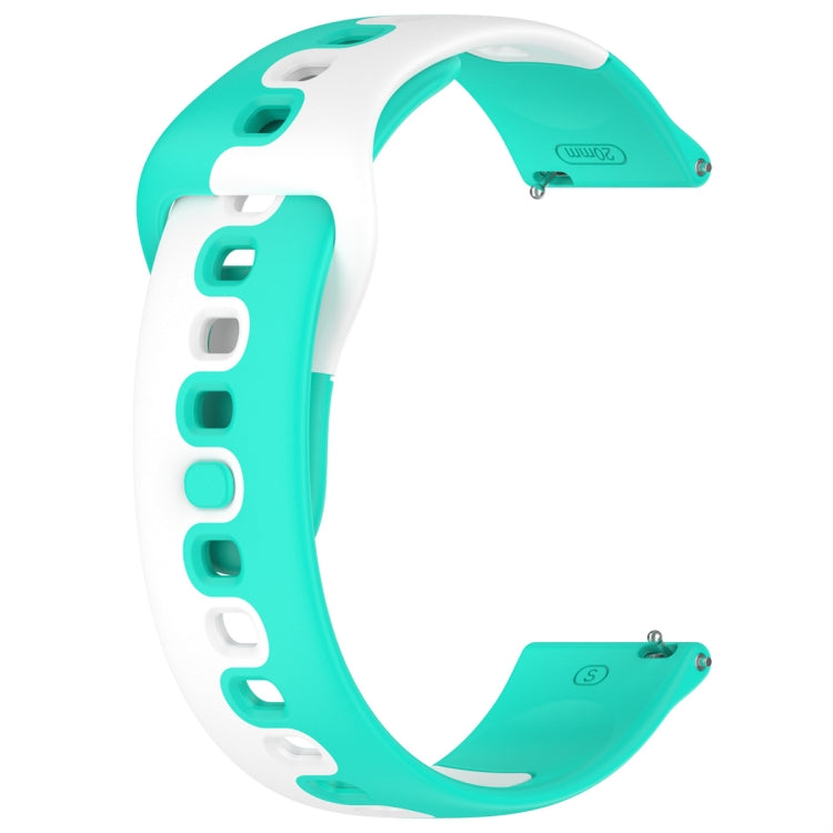 For Samsung Galaxy Watch3 41mm 20mm Double Color Silicone Watch Band(Cyan+White)