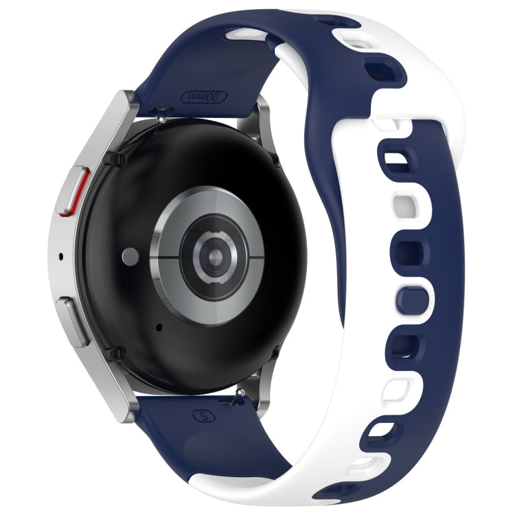 For Samsung Galaxy Watch3 41mm 20mm Double Color Silicone Watch Band(Blue+White)