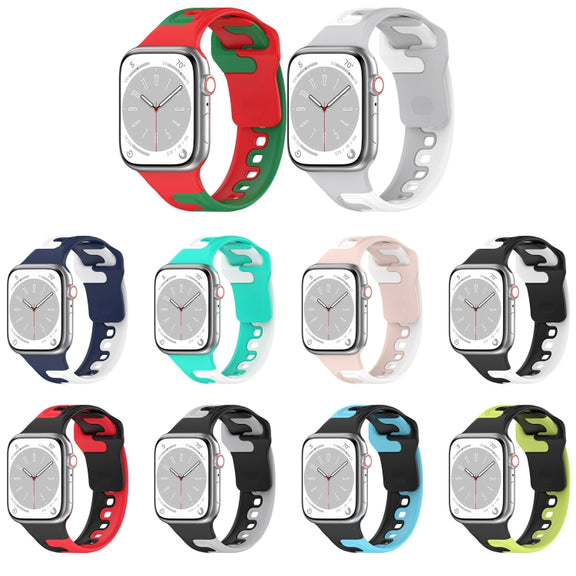 For Apple Watch Ultra 49mm Double Color Silicone Watch Band(Black+White)