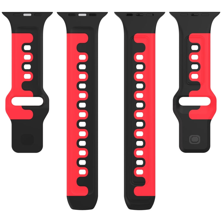 For Apple Watch Ultra 49mm Double Color Silicone Watch Band(Black+White)