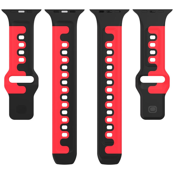 For Apple Watch Ultra 49mm Double Color Silicone Watch Band(Black+White)