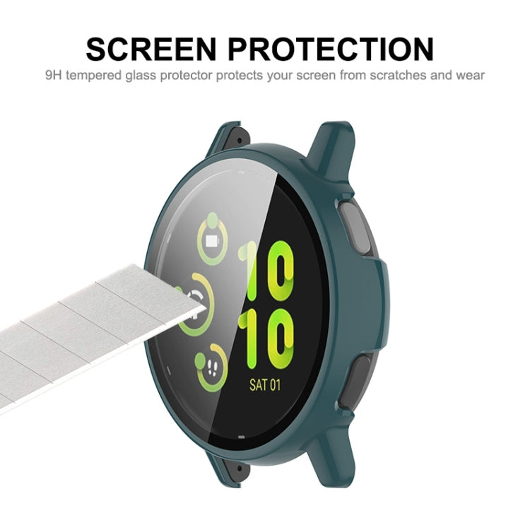 Compatible with Garmin Active 5 ENKAY Hat-Prince Full Coverage PC + Tempered Glass Film Integrated Watch Case(Dark Blue)