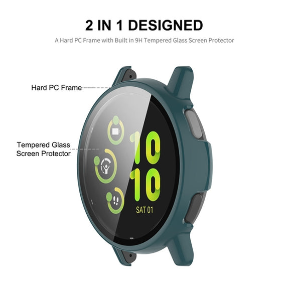 Compatible with Garmin Active 5 ENKAY Hat-Prince Full Coverage PC + Tempered Glass Film Integrated Watch Case(Ivory White)