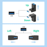 ENKAY USB 3.0 Adapter 90 Degree Angle Male to Female Combo Coupler Extender Connector, Angle:Vertical Down