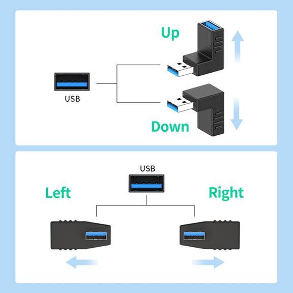 ENKAY USB 3.0 Adapter 90 Degree Angle Male to Female Combo Coupler Extender Connector, Angle:Vertical Down