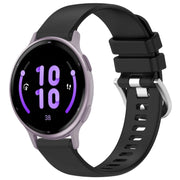 Compatible with Garmin Vivoactive 5 Liquid Glossy Silver Buckle Silicone Watch Band(Black)