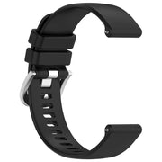 Compatible with Garmin Vivoactive 5 Liquid Glossy Silver Buckle Silicone Watch Band(Black)