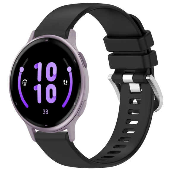 Compatible with Garmin Vivoactive 5 Liquid Glossy Silver Buckle Silicone Watch Band(Black)