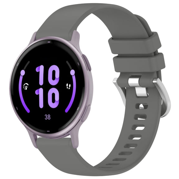 Compatible with Garmin Vivoactive 5 Liquid Glossy Silver Buckle Silicone Watch Band(Gray)