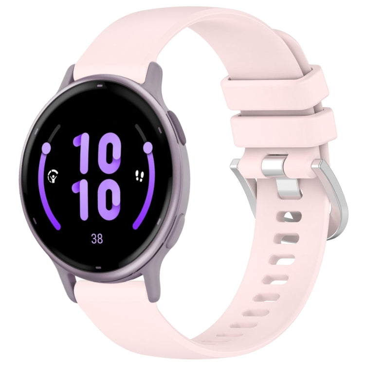 Compatible with Garmin Active5 Liquid Glossy Silver Buckle Silicone Watch Band(Pink)