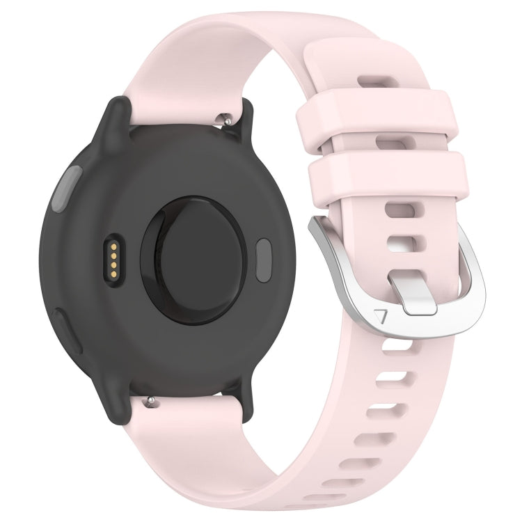 Compatible with Garmin Active5 Liquid Glossy Silver Buckle Silicone Watch Band(Pink)