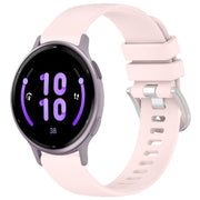 Compatible with Garmin Active5 Liquid Glossy Silver Buckle Silicone Watch Band(Pink)