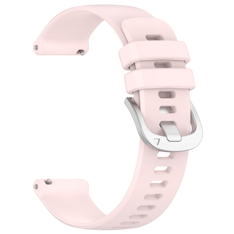 Compatible with Garmin Active5 Liquid Glossy Silver Buckle Silicone Watch Band(Pink)