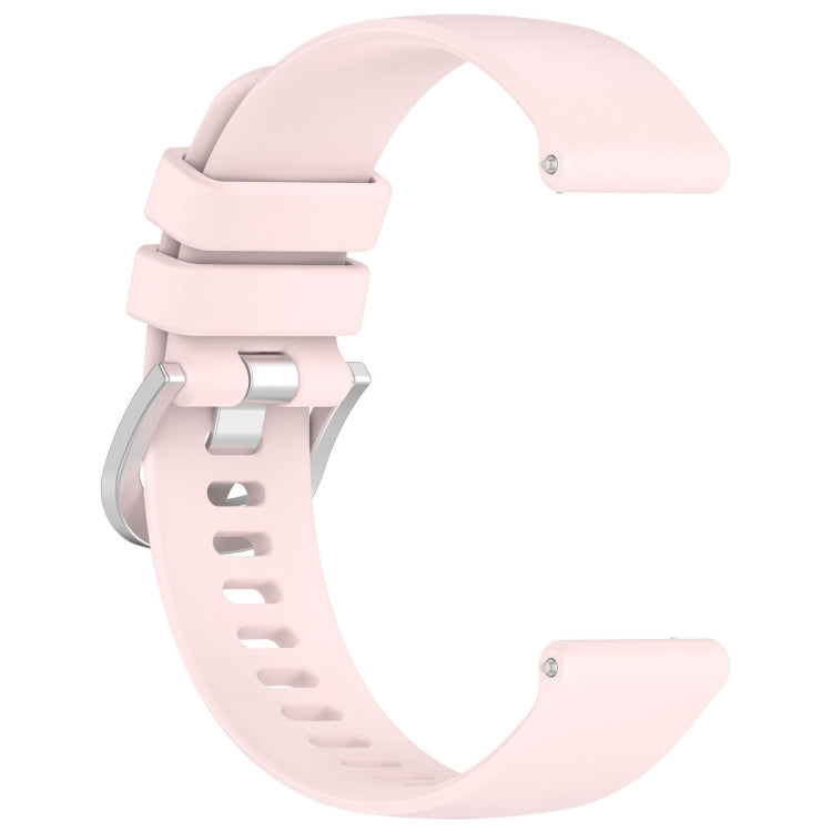 Compatible with Garmin Active5 Liquid Glossy Silver Buckle Silicone Watch Band(Pink)