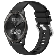 Compatible with Garmin VivoMove Trend Liquid Glossy Silver Buckle Silicone Watch Band(Black)