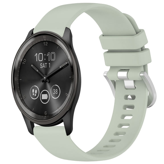 Compatible with Garmin VivoMove Trend Liquid Glossy Silver Buckle Silicone Watch Band(Green)